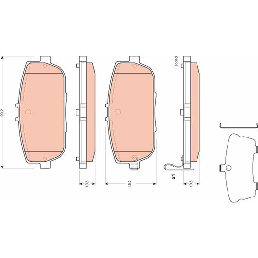 TRW Cotec Brake Pad Set Rear GDB3402