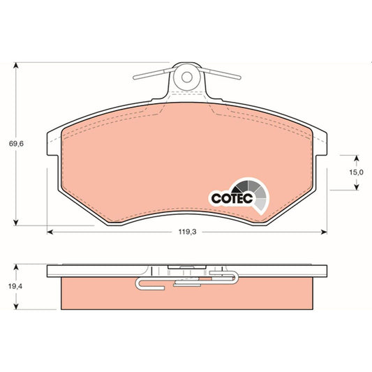 TRW Cotec Brake Pad Set Front GDB826