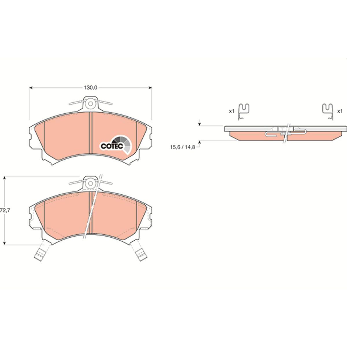 TRW DTEC Brake Pad Set Front GDB1198