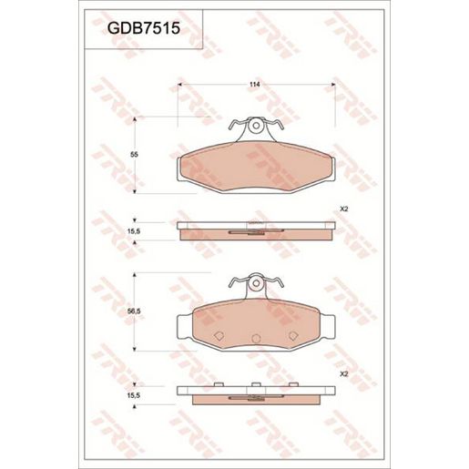 TRW Cotec Brake Pad Set Rear GDB7515