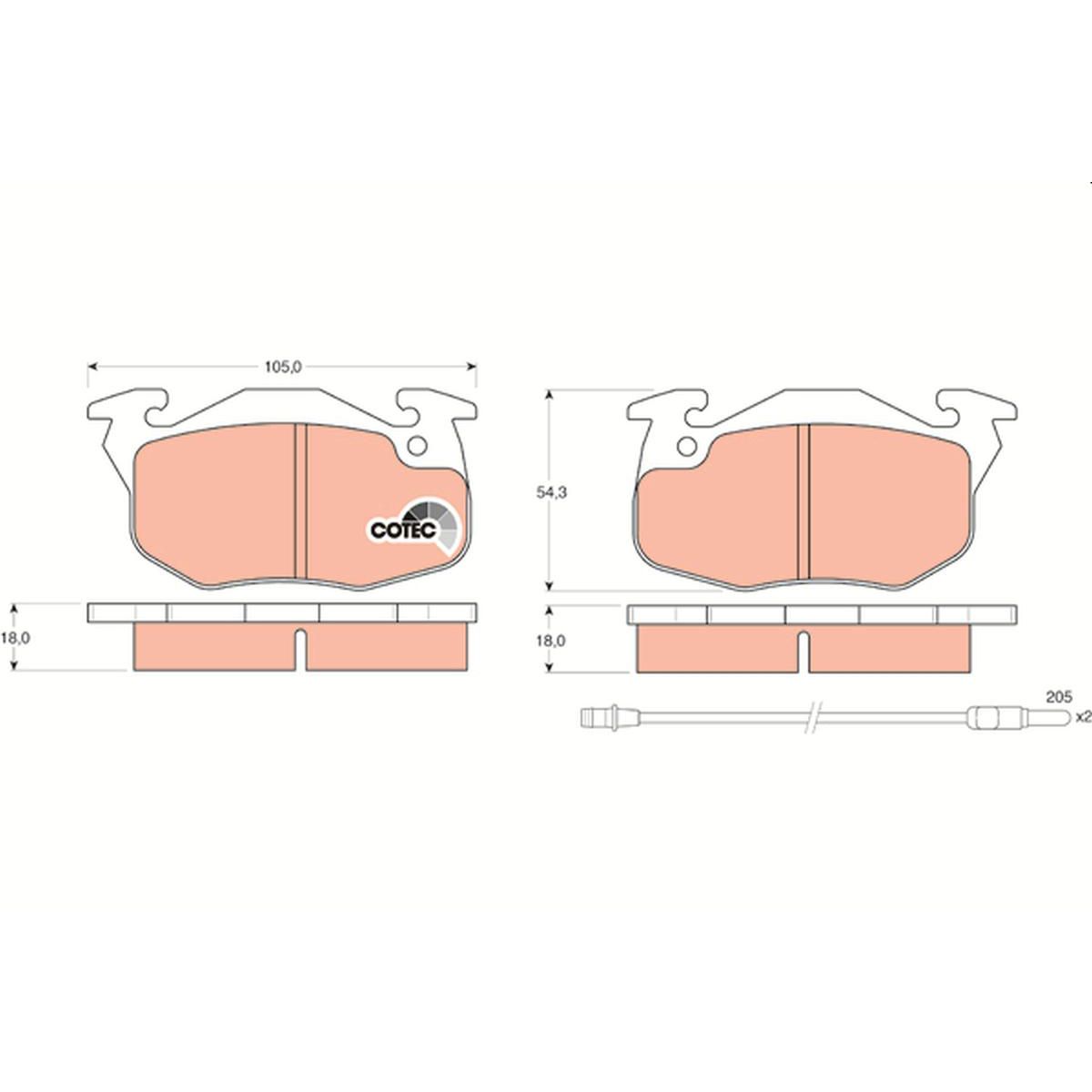 TRW Cotec Brake Pad Set Front GDB327