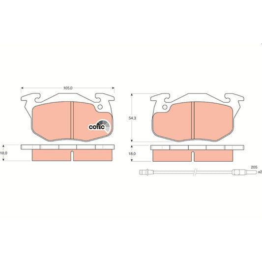 TRW Cotec Brake Pad Set Front GDB327