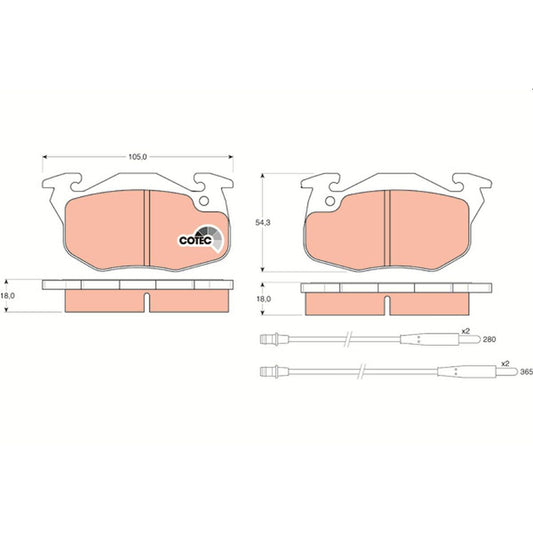 TRW Cotec Brake Pad Set Front GDB1033