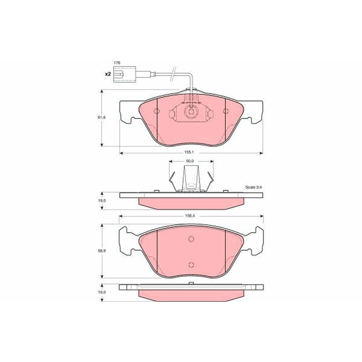 TRW Cotec Brake Pad Set Front GDB1362