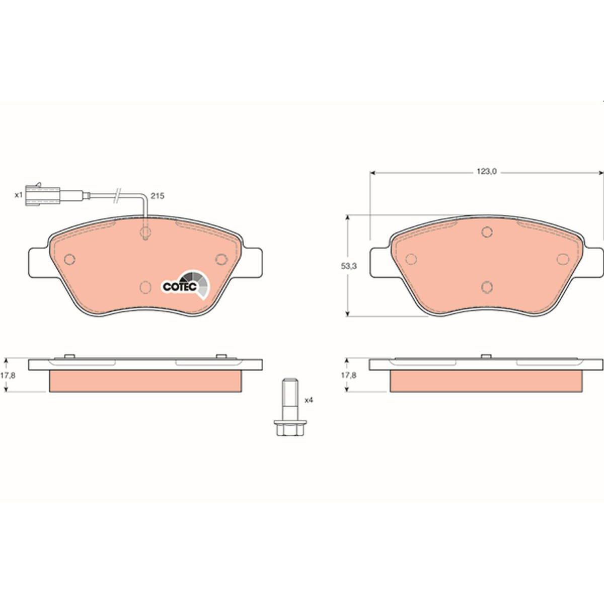 TRW Cotec Brake Pad Set Front GDB1482
