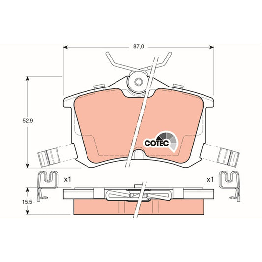 TRW Cotec Brake Pad Set Rear GDB3190