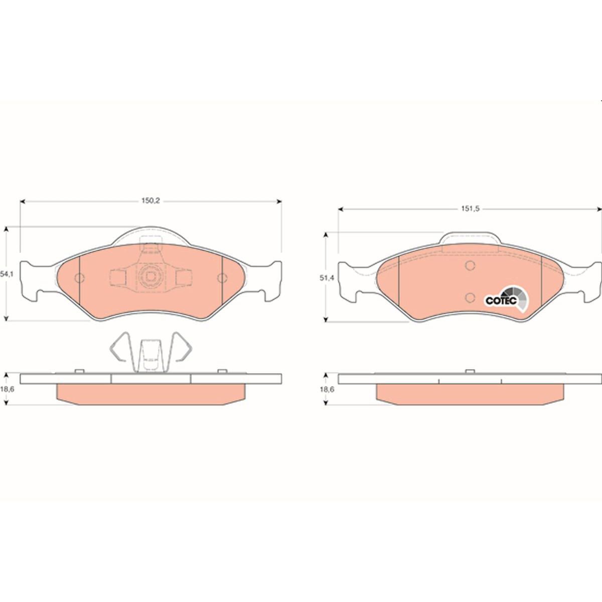 TRW Cotec Brake Pad Set Rear GDB1418