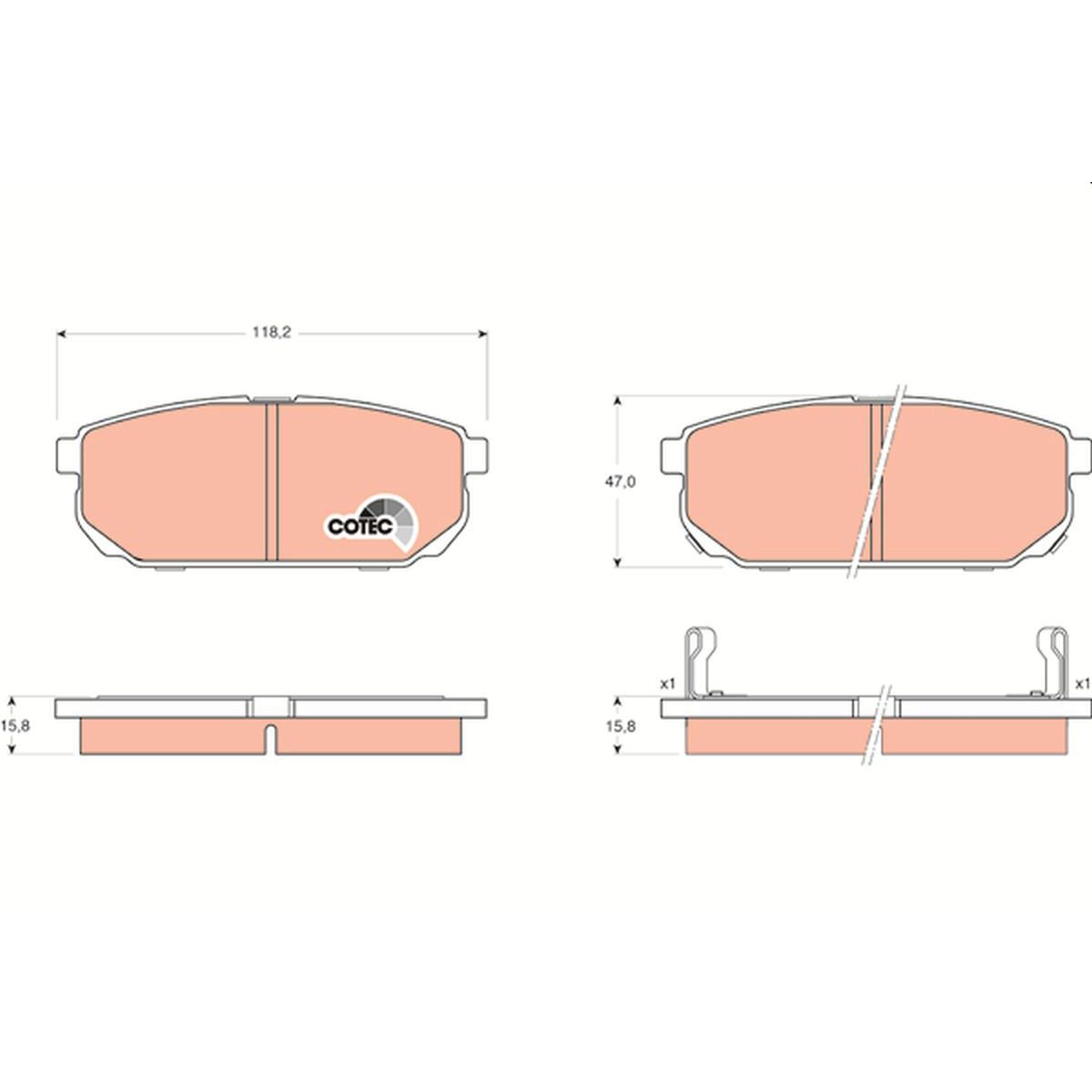 TRW Cotec Brake Pad Set Rear GDB3344