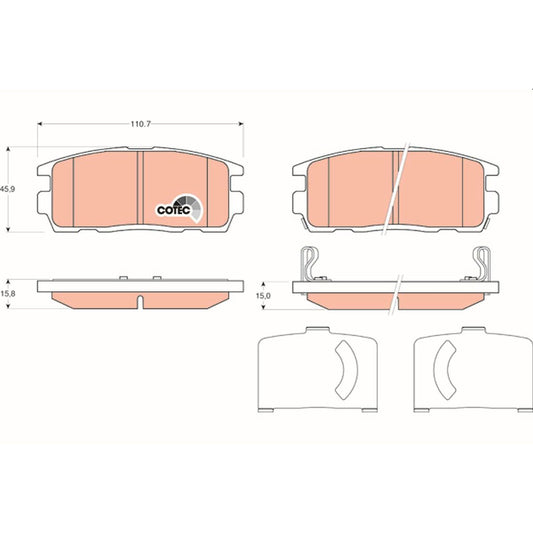TRW Cotec Brake Pad Set Front GDB1716