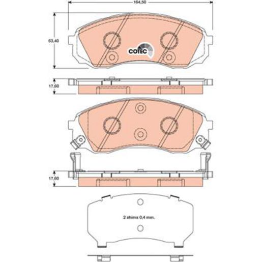 TRW DTEC Brake Pad Set Front GDB3448DT