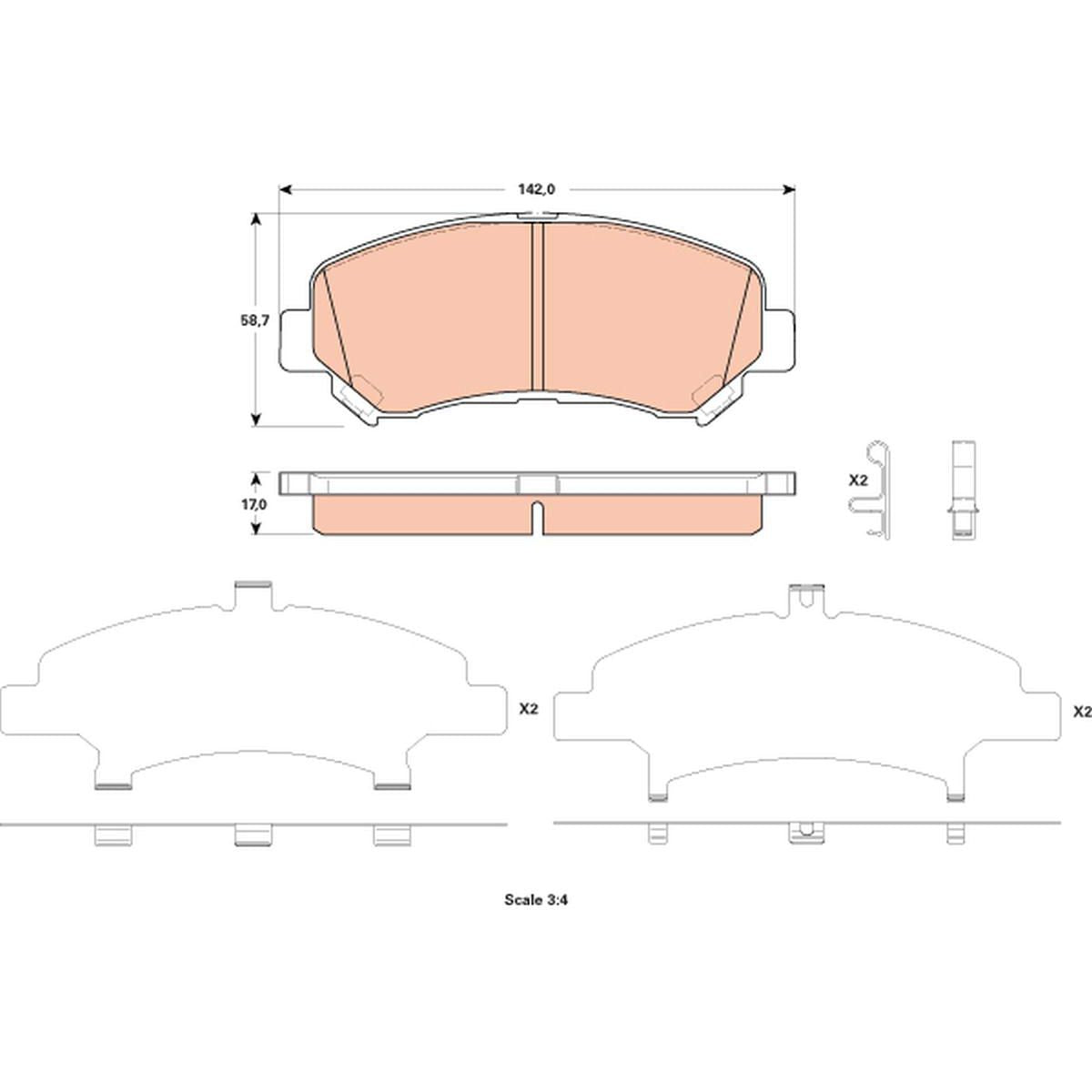 TRW Cotec Brake Pad Set Front GDB3521