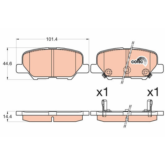 TRW Cotec Brake Pad Set Rear GDB3583