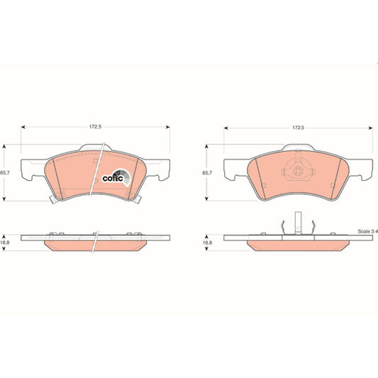TRW Cotec Brake Pad Set Front GDB4129