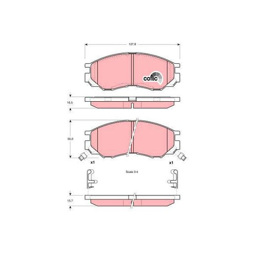 TRW DTEC Brake Pad Set Front GDB1286DT