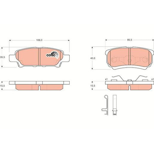 TRW DTEC Brake Pad Set Rear GDB3341DT