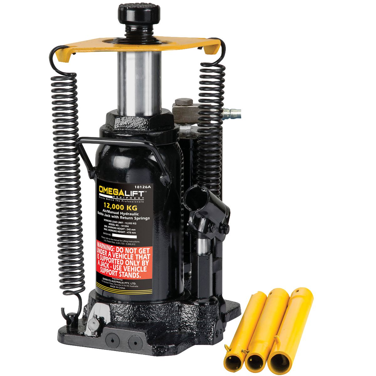 Omega Hydraulic 12 Ton Bottle Jack 18126A