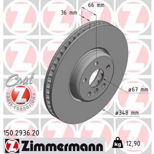 Zimmermann OE Coat Z Brake Rotor Single 348mm Front LH 150.2936.20