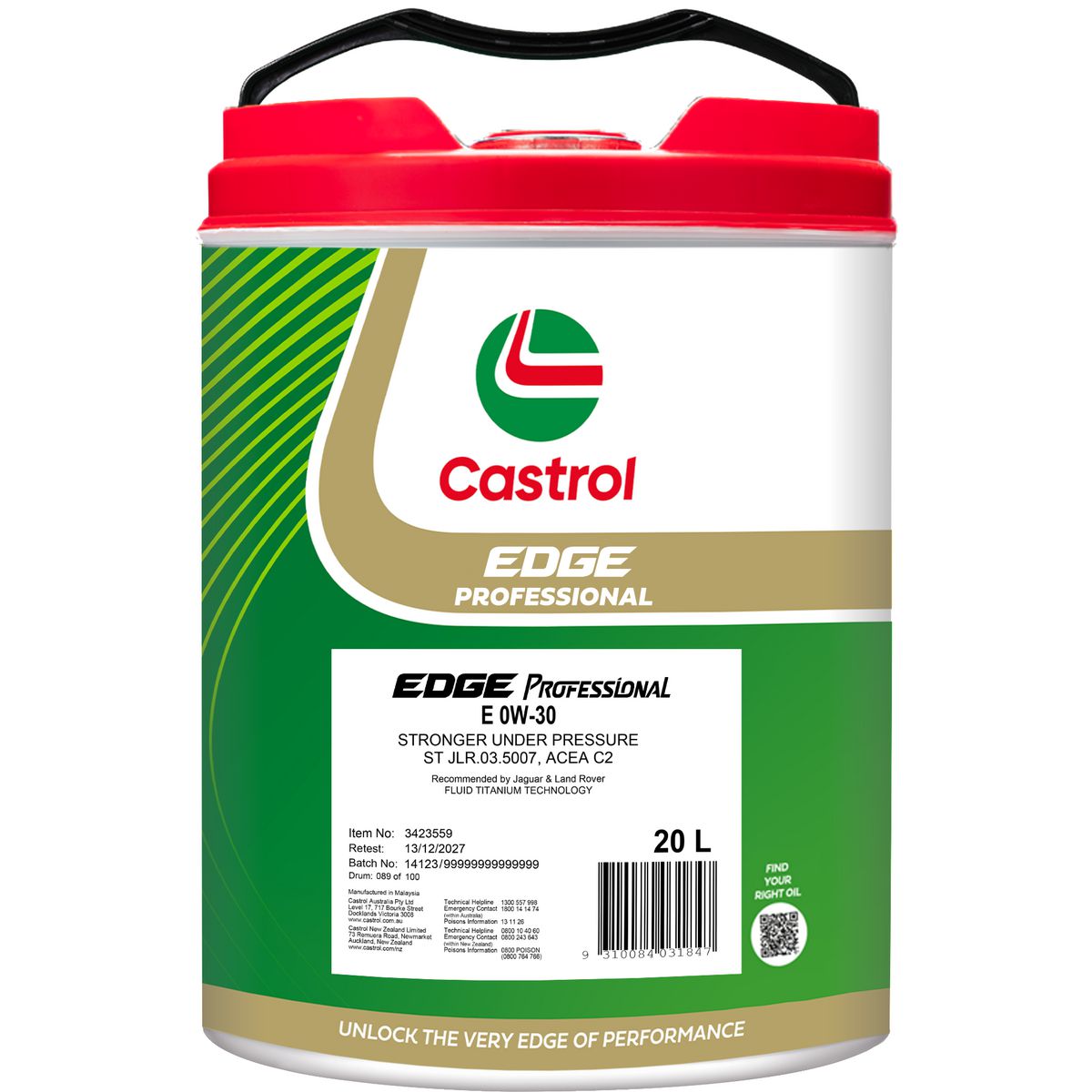 Castrol EDGE Professional E 0W-30 Engine Oil 20L 3423559