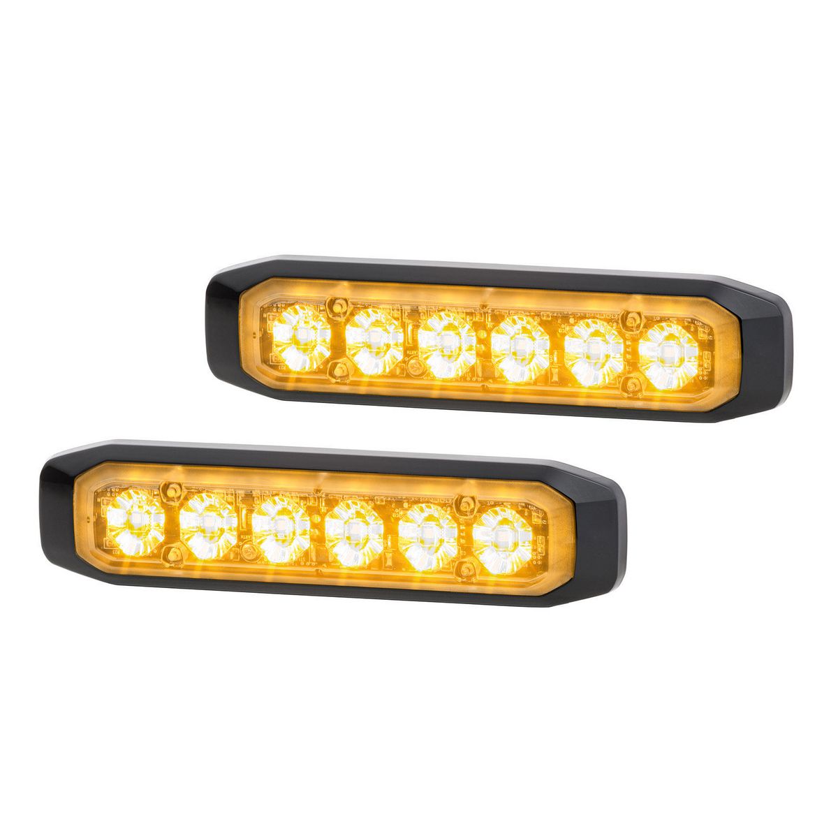 Hella - 12/24V Bst Slim Directional Warning Lamp, Amber 6 LED, Surface Mount - 2 Pcs 2XD 014 562-401