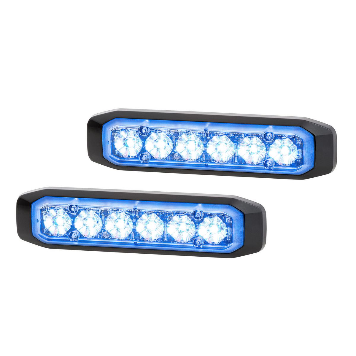 Hella 12/24V Bst Slim Directional Warning Lamp, Blue 6 Led, Surface Mount - 2 Pcs 2XD 014 562-101