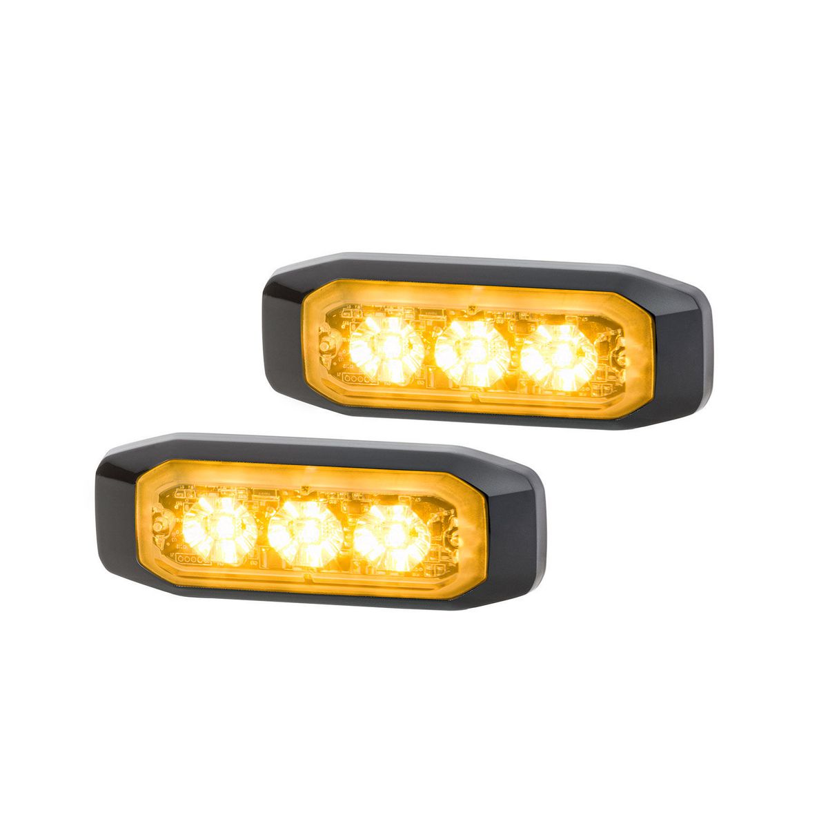 Hella - 12/24V Bst Slim Directional Warning Lamp, Amber 3 LED, Surface Mount - 2 Pcs 2XD 014 563-401