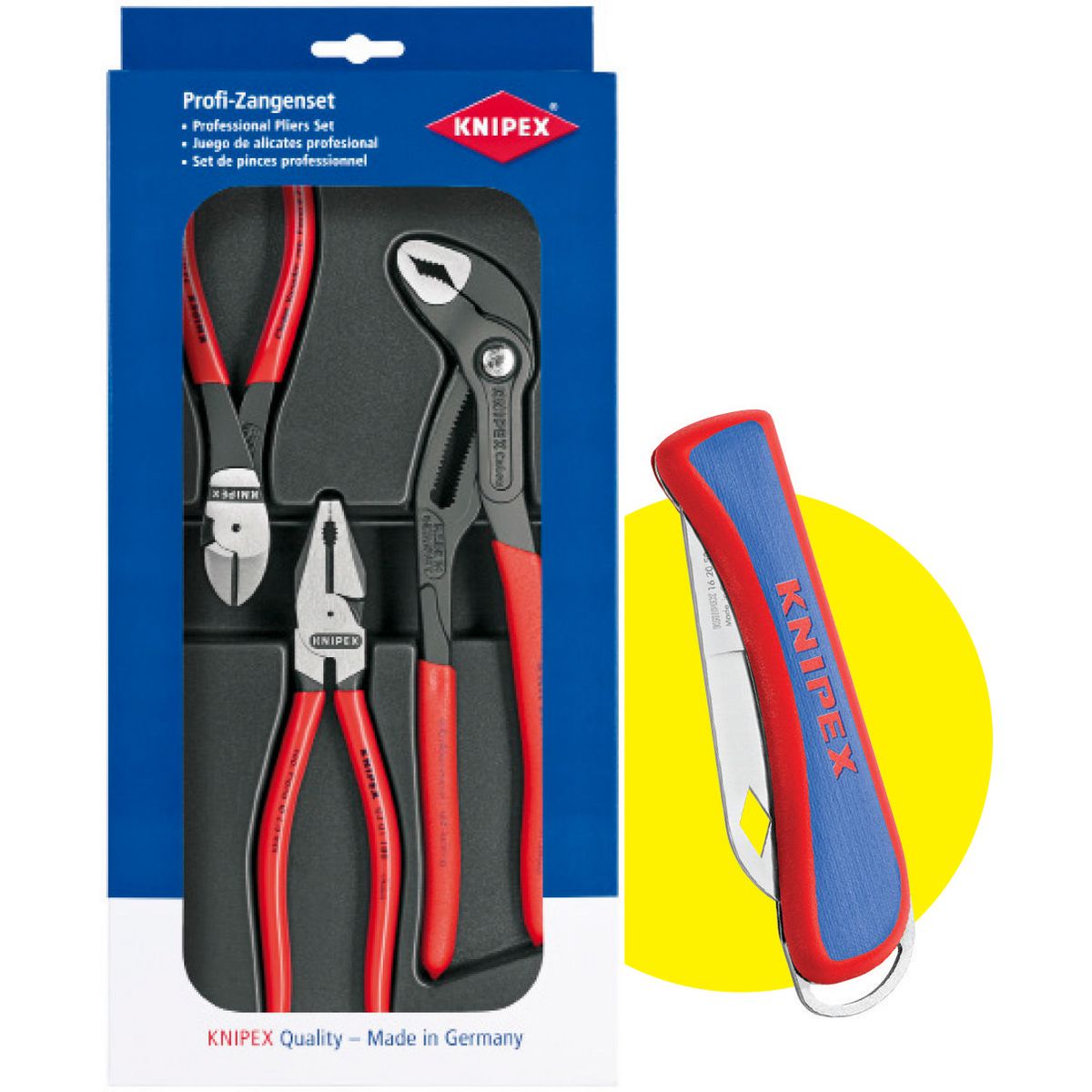 Knipex 3 Piece Plier Pack With Bonus Knife KBP070