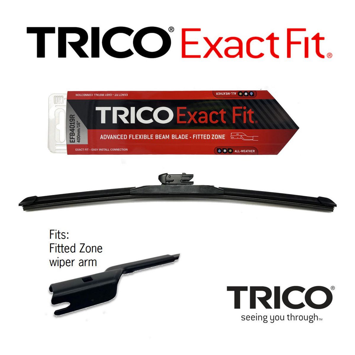 Trico Exact Fit Front RH Beam Wiper Blade 610mm Fitted Zone Beam EFB6019R