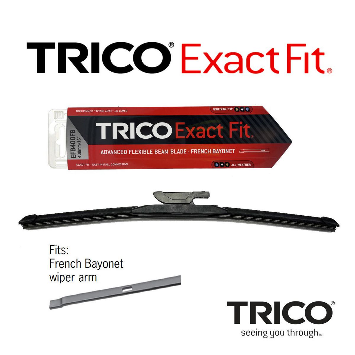 Trico Exact Fit Front Beam Wiper Blade 700mm French Bayonet Beam EFB700FB