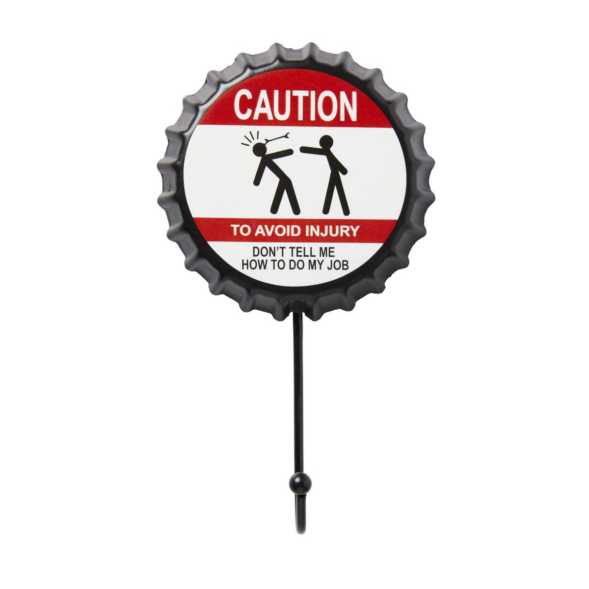Gv Style Bottle Top Coat Hook - Caution Avoid Injury GV-BTCH1
