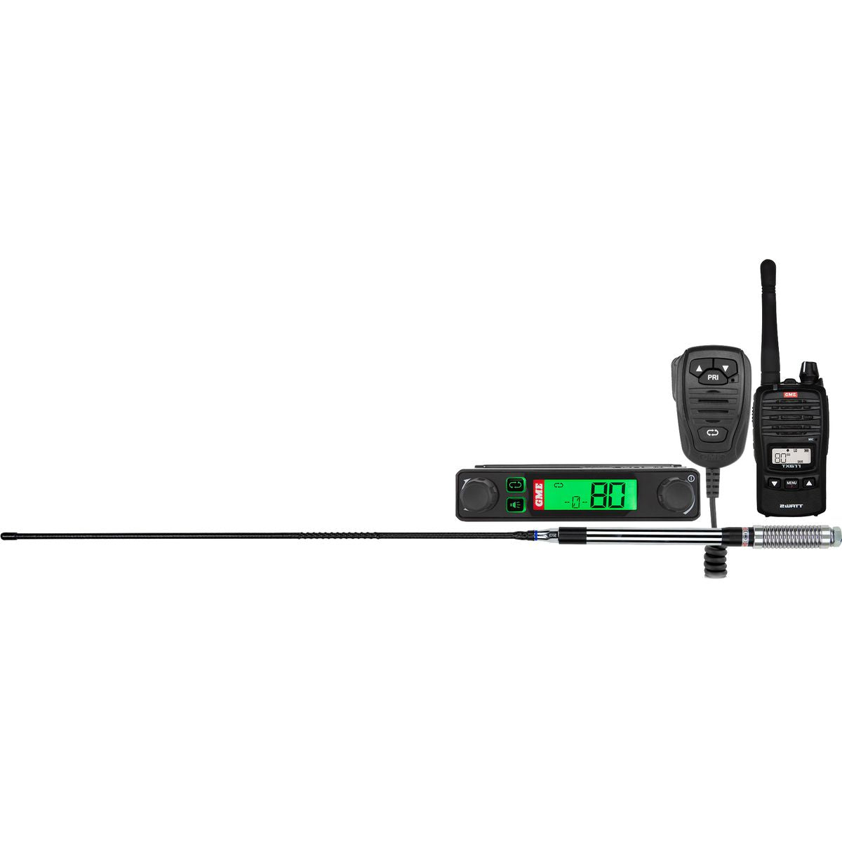 GME UHF CB Radio Value Pack 6.6dB Antenna & 1W Handheld Radio TX3120SSVP