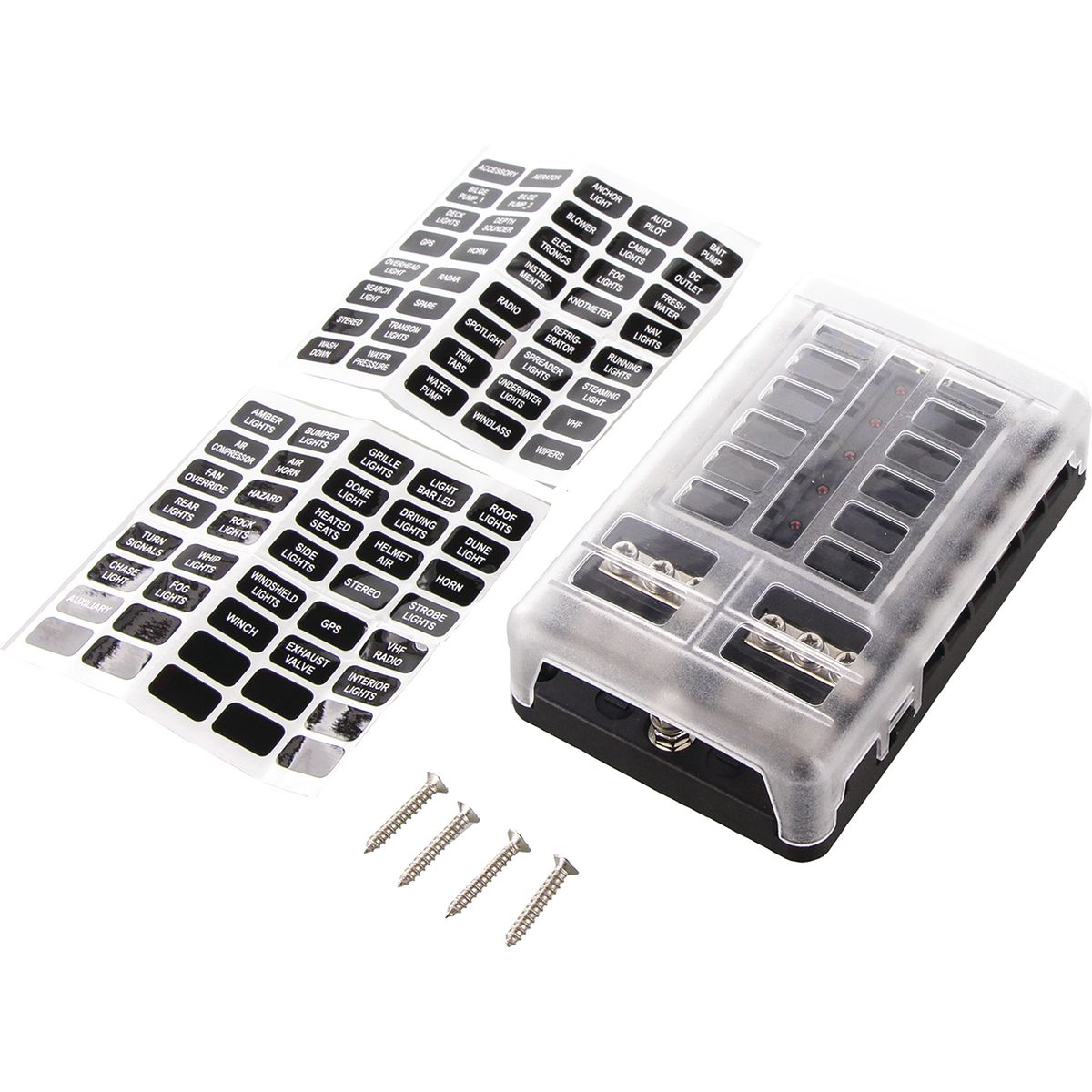 OEX Fuse Box, Standard Blade, 12 Way, Maximum Total Amperage -150A At 12V, Negative Busbar ACX5124