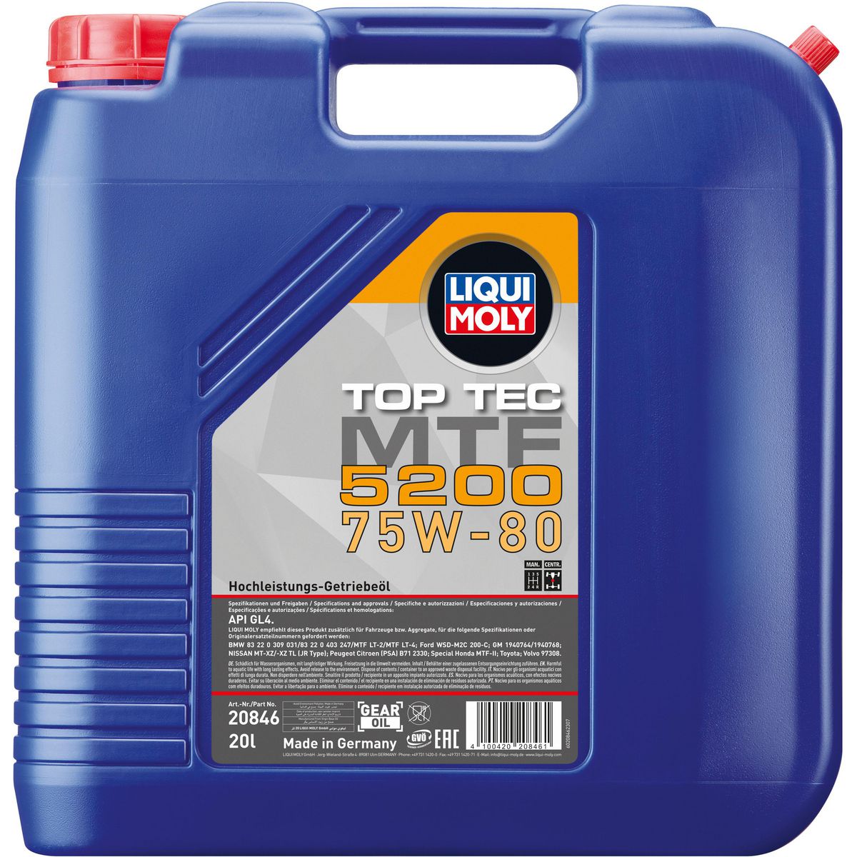 LIQUI-MOLY Top Tec MTF 5200 75W-80 Transmission Fluid 20L 20846