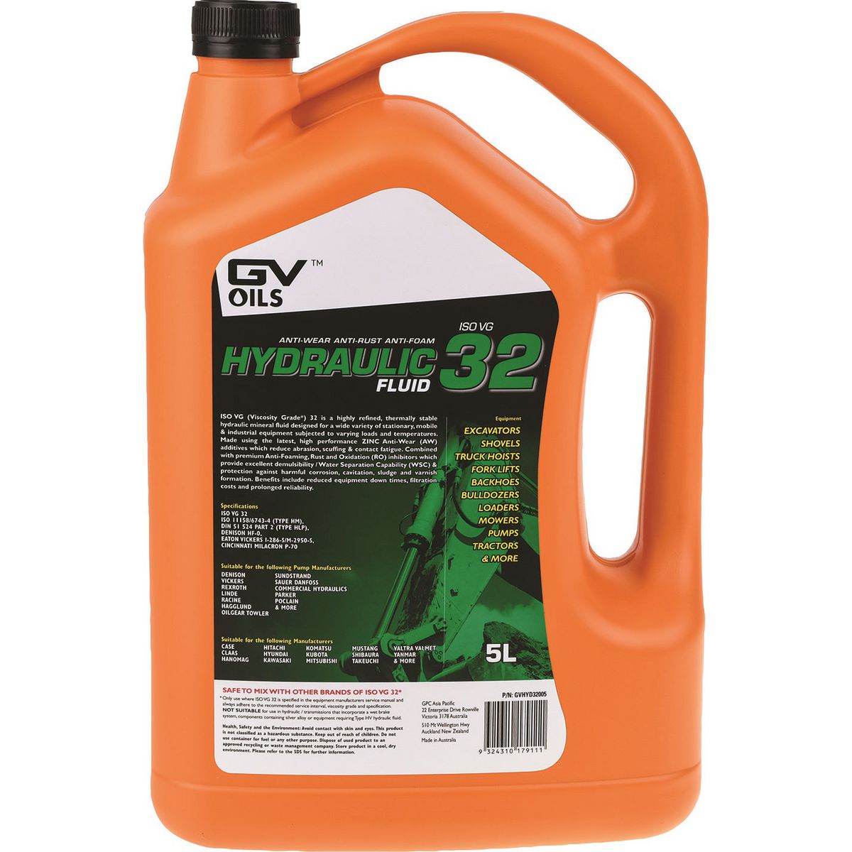 GV Oils Hydraulic Fluid Iso 32 5L GVHYD32005