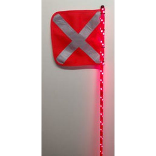 Safety Aerials Safaer - 1.5Mtr 12V Red Full Pole LED Lightstick,With Reflective X Orange Mesh Flag And Large Quick Disconnect Base &Amp; Deutsch Plug LSFX1500QLDR12FPDP