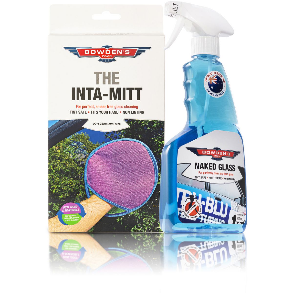 Bowden's Own Naked Glass & Inta-Mitt Streak-Free Glass Cleaner Pack 2pc