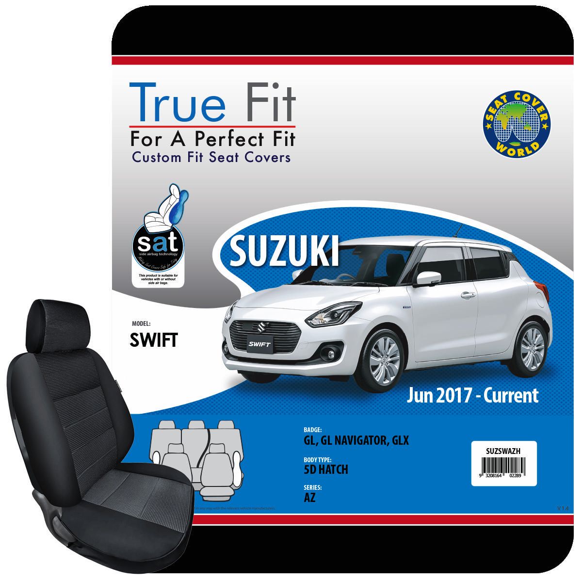 True Fit Tailored Fit Front & Rear Car Seat Covers Polyester, Black - Set SUZSWAZH