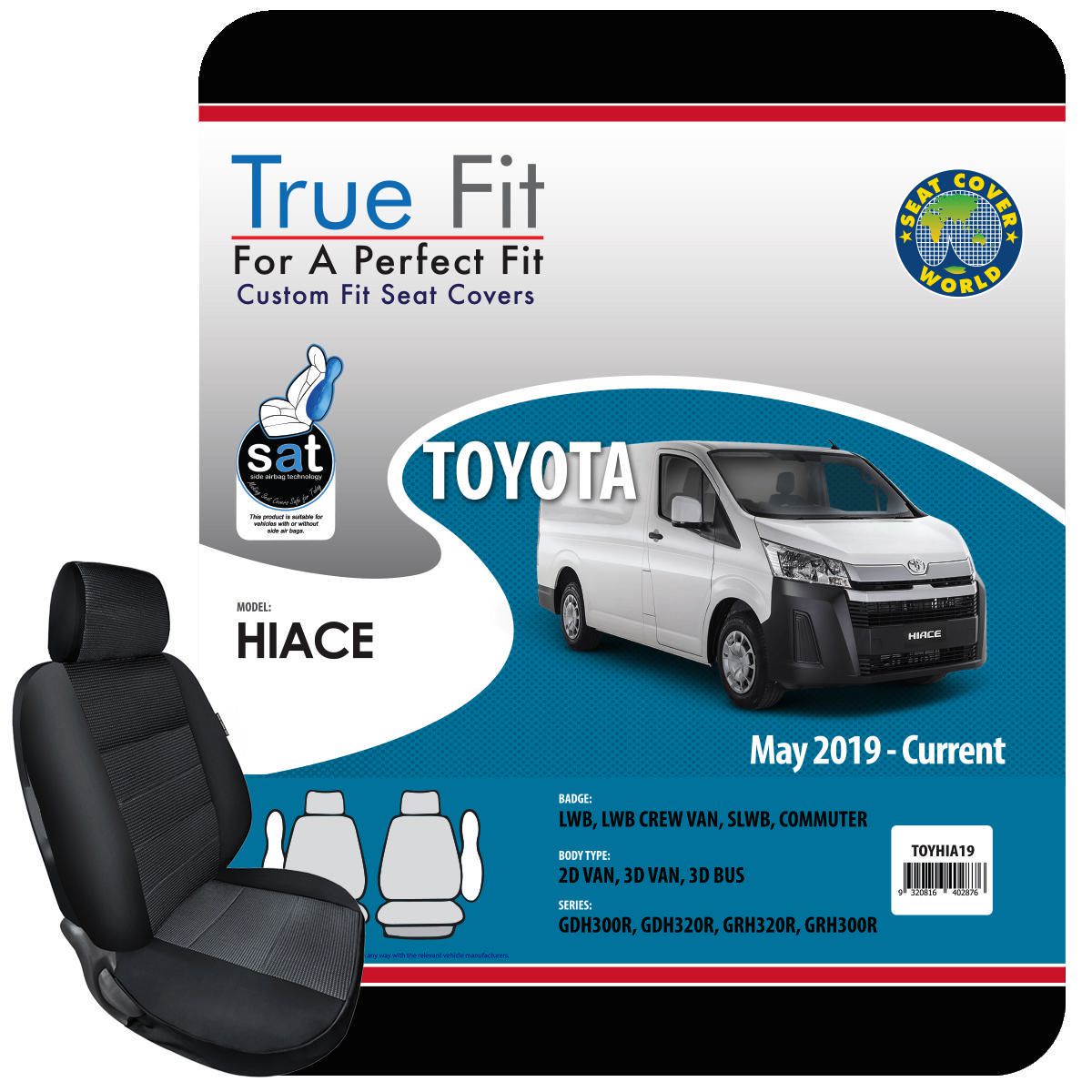 True Fit Tailored Fit Front Car Seat Covers Polyester, Grey - Set TOYHIA19