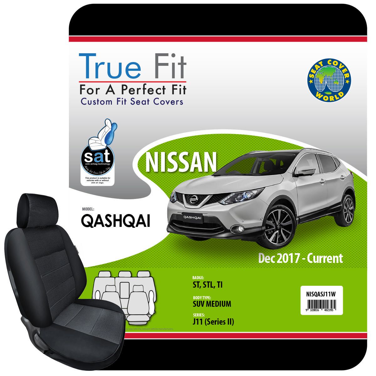 True Fit Tailored Fit Front & Rear Car Seat Covers Polyester, Black - Set NISQASJ11W