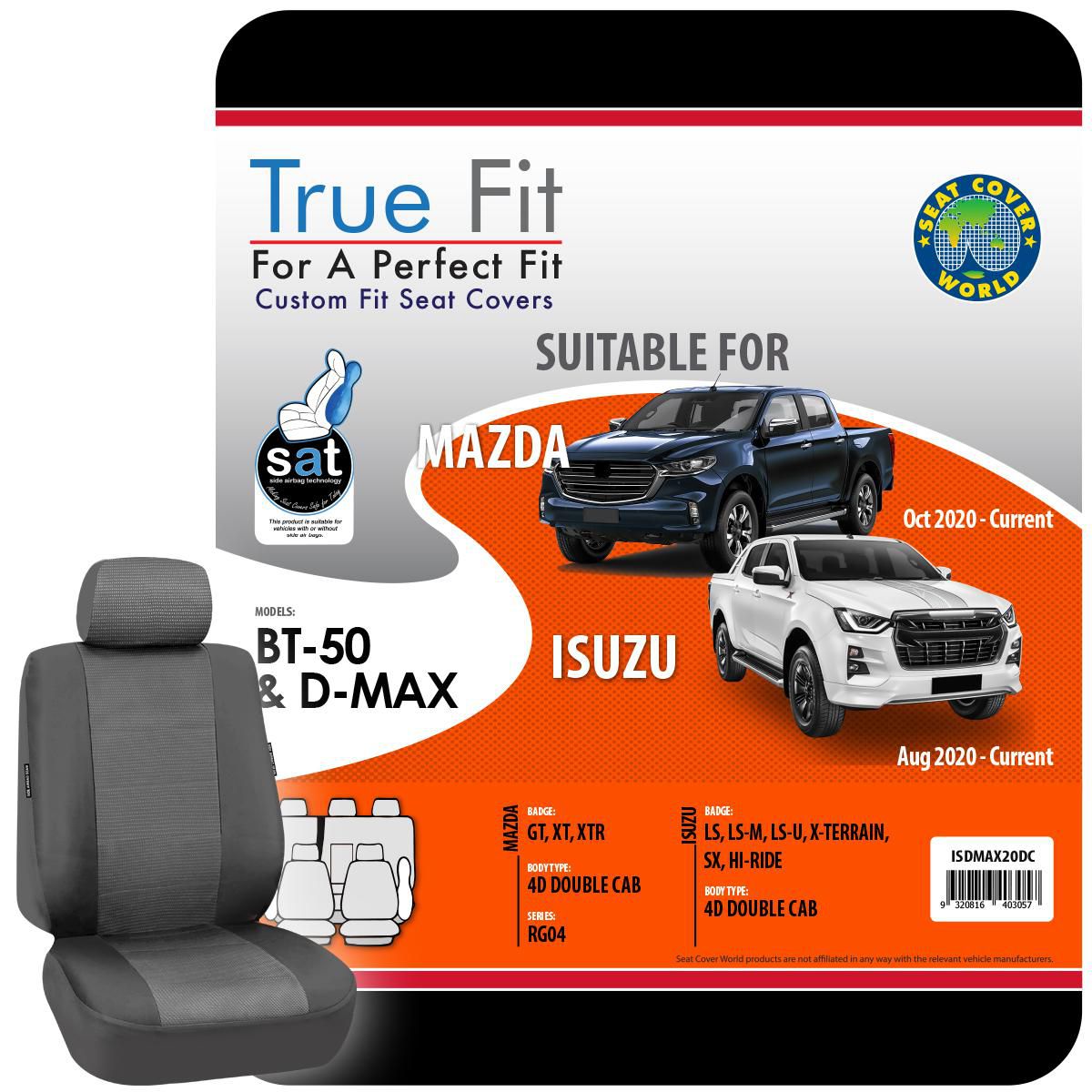 True Fit Tailored Fit Front & Rear Car Seat Covers Polyester, Grey - Set ISDMAX20DC