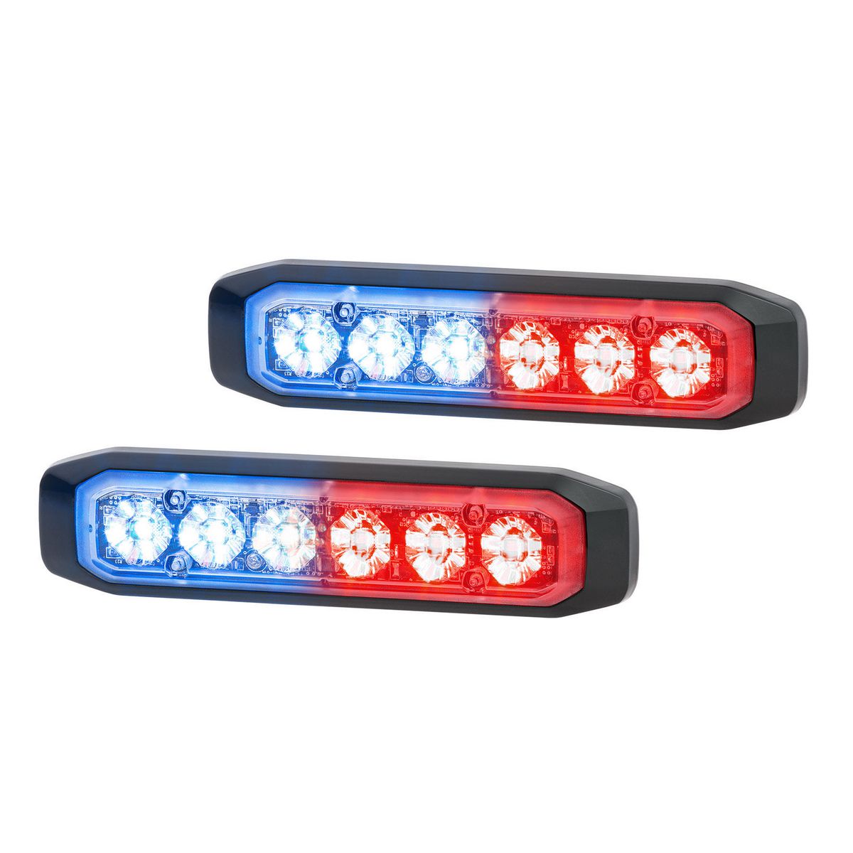Hella 12/24V Bst Slim Directional Warning Lamp, Blue/Red 6 Led, Surface Mount - 2 Pcs 2XD 014 562-811