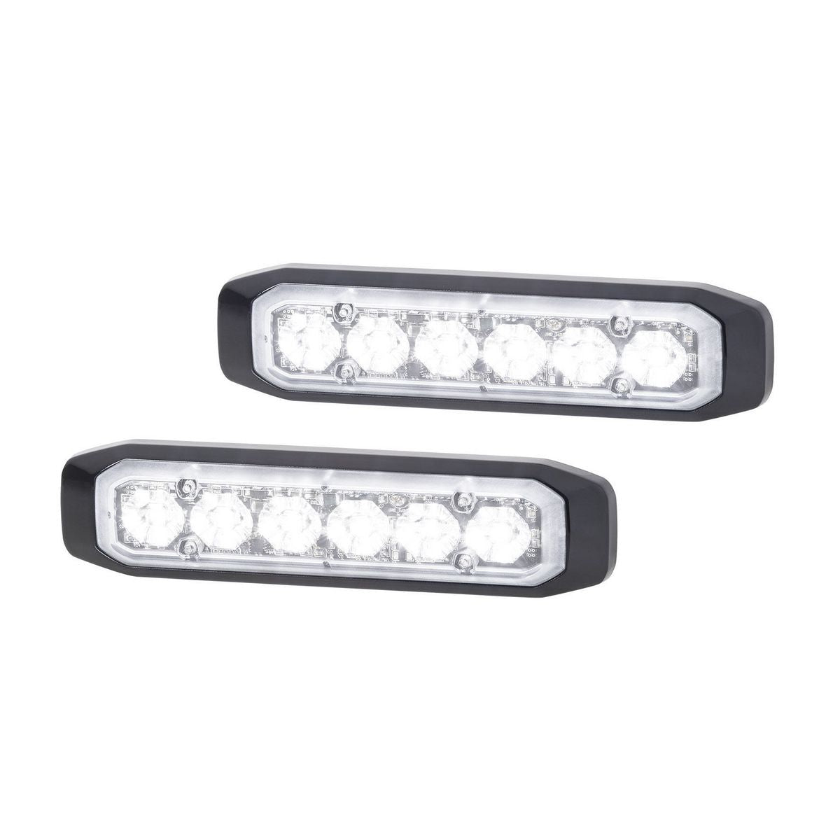 Hella 12/24V Bst Slim Directional Warning Lamp, White 6 Led, Surface Mount - 2 Pcs 2XD 014 562-901