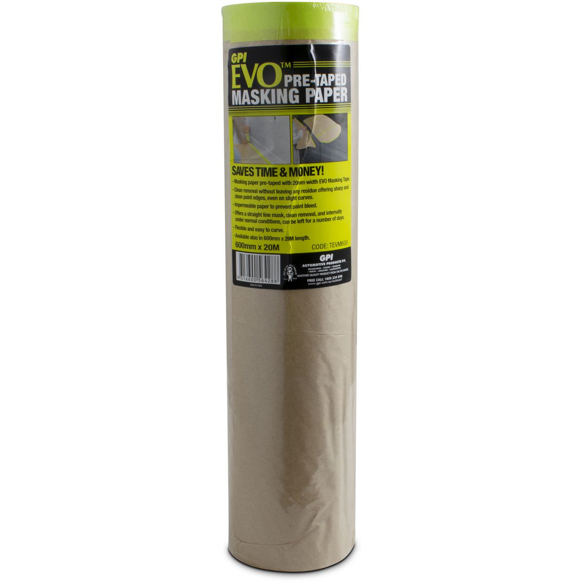 GPI Pre-Taped Masking Film 600mm X 20M TEVM600