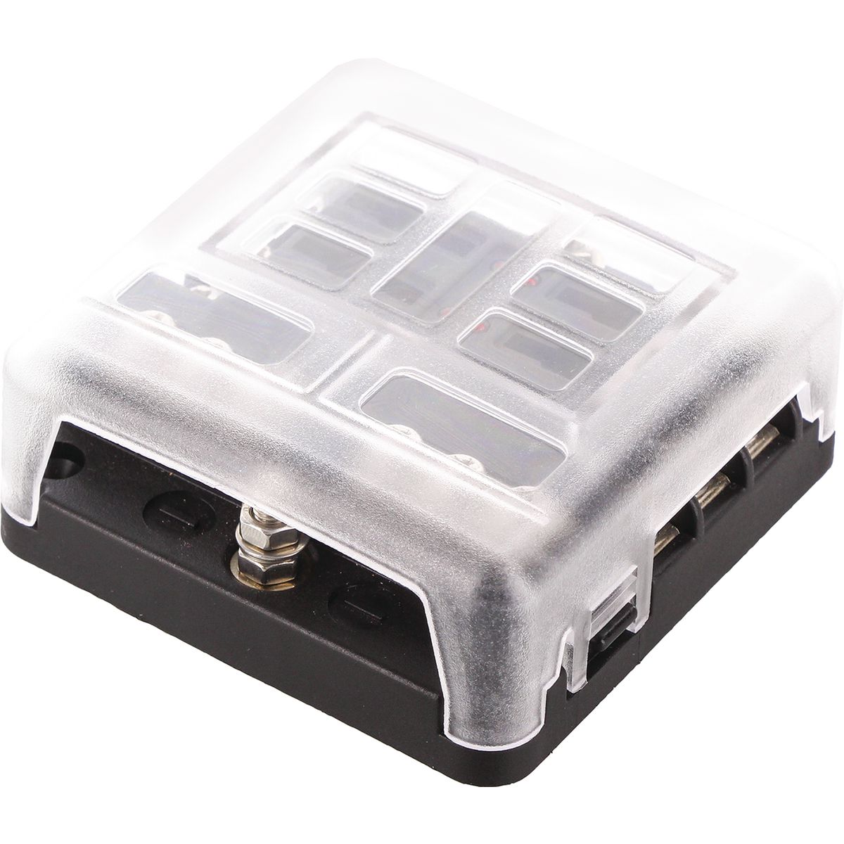 OEX Fuse Box, Standard Blade, 6 Way, Maximum Total Amperage - 150A At 12V, Negative Busbar ACX5123
