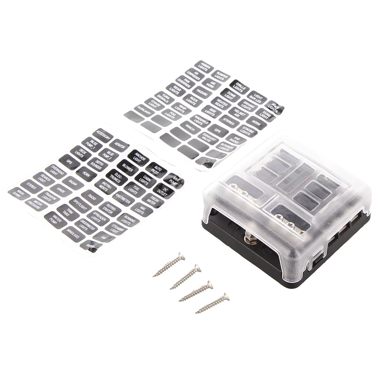 OEX Fuse Box, Standard Blade, 6 Way, Maximum Total Amperage - 150A At 12V, Negative Busbar ACX5123