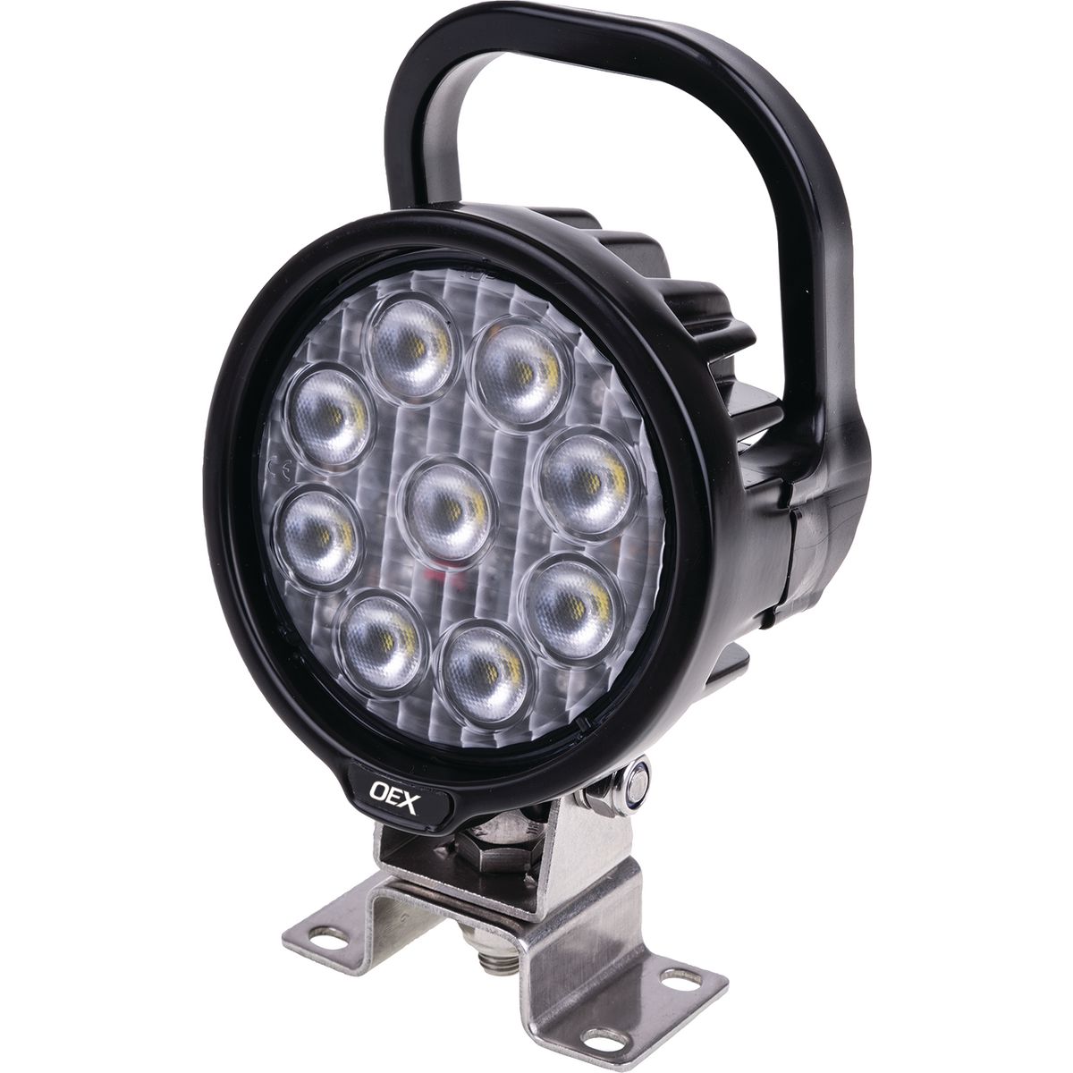 OEX Work Light With Handle & Switch - Round 9 LED. 12V/24V, Cispr25 Rated LLX08203HS