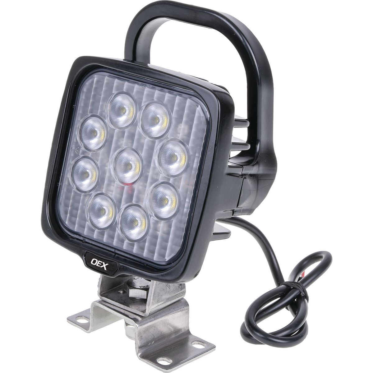 OEX Work Light With Handle & Switch - Square 9 LED. 12V/24V, Cispr25 Rated LLX08205HS