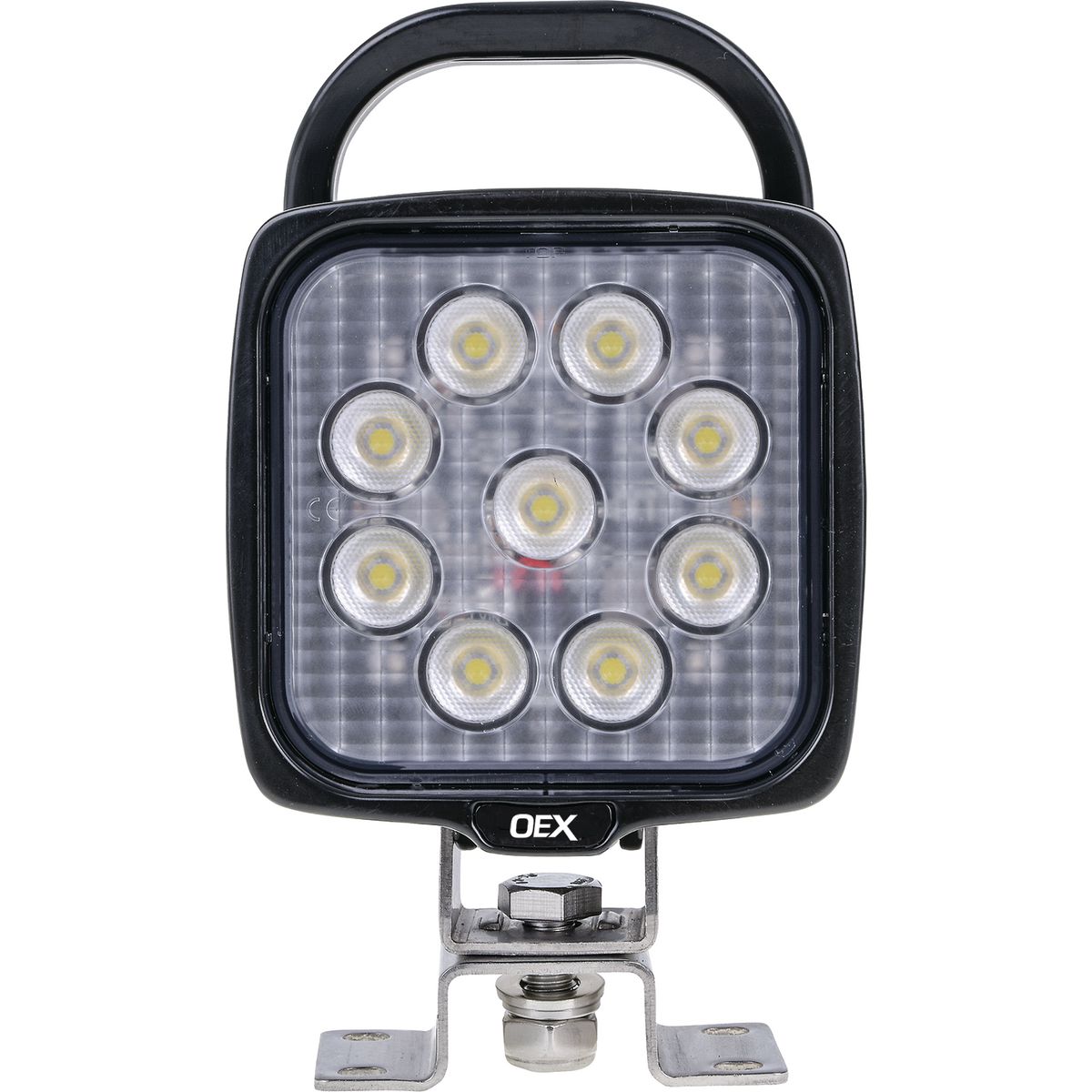 OEX Work Light With Handle & Switch - Square 9 LED. 12V/24V, Cispr25 Rated LLX08205HS