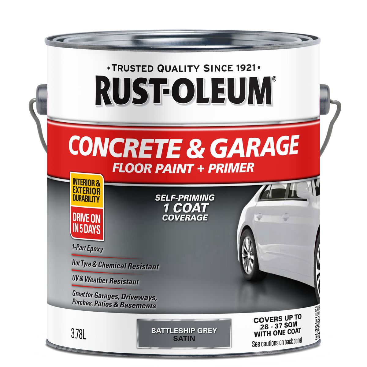 Rust-Oleum Concrete & Garage Floor Paint & Primer Battle Grey 3.78L 374274