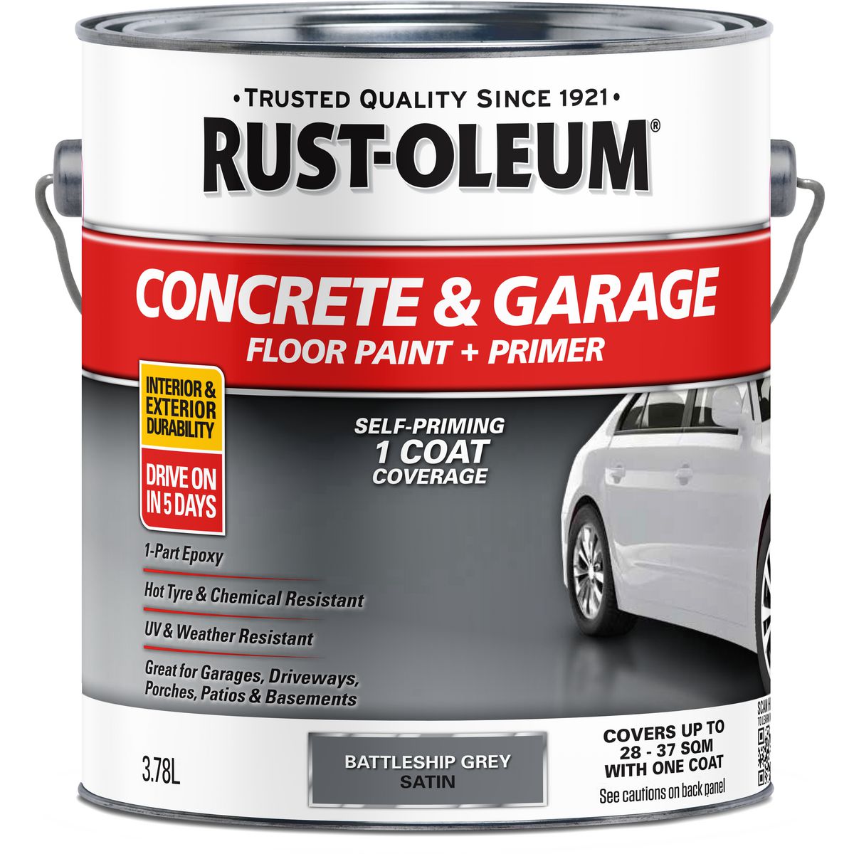Rust-Oleum Concrete & Garage Floor Paint & Primer Battle Grey 3.78L 374274