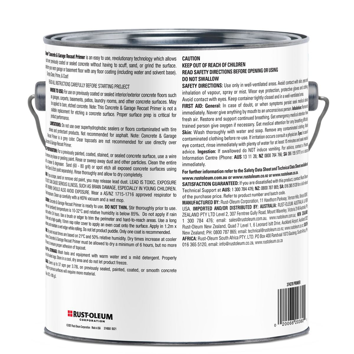 Rust-Oleum Concrete & Garage Recoat Primer 3.78L 374278